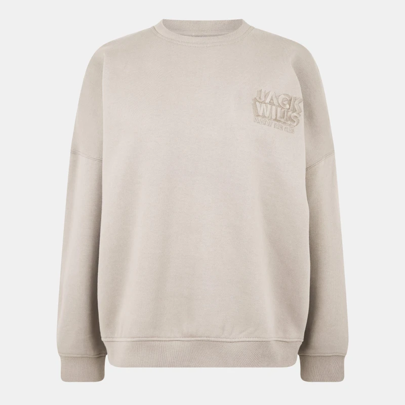 Image of Jack Wills Womens Oversized Crew Sweatshirt Taupe female 8 (XS)