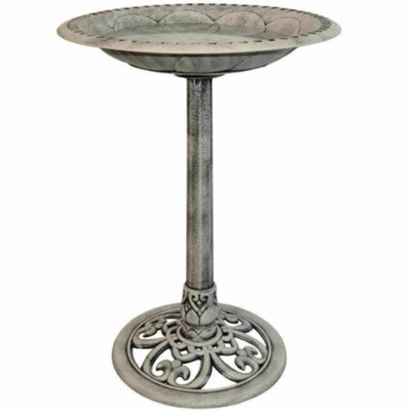 Image of Gr8 Garden Stone Effect Plastic Pedestal Free Standing Wild Bird Bath Outdoor Garden Feeder