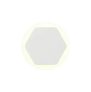 Image of Magnetic Base Wall Lamp, 12W LED 3000K 498lm, 15, 19cm Horizontal Hexagonal Centre, Sand White, Round Acrylic Frosted Diffuser