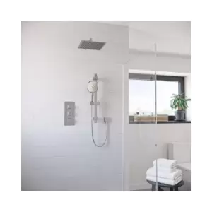 Image of Concealed Thermostatic Mixer Shower with Slim Square Wall Mounted Shower Head & Handset - Cube
