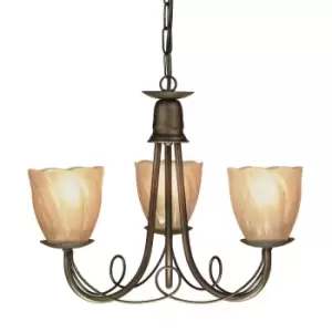 Image of 3 Bulb Chandelier Hanging Pendant LIght Black Gold LED E14 60W Bulb