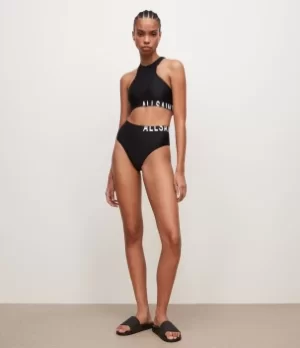 Image of AllSaints Womens Dara Racer Bikini Top, Black, Size: XS