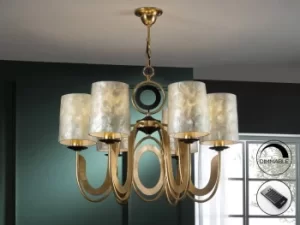 Image of Ed 6 Light Dimmable Multi Arm Ceiling Pendant with Remote Control Gold, E27