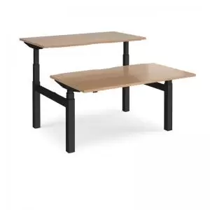 Image of Elev8 Touch sit-stand back-to-back desks 1400mm x 1650mm - Black frame