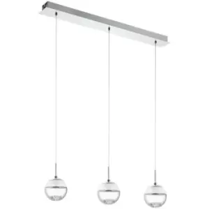 Image of Montefio 1 - LED 3 Light Ceiling Pendant Bar Polished Chrome with Crystals - Eglo