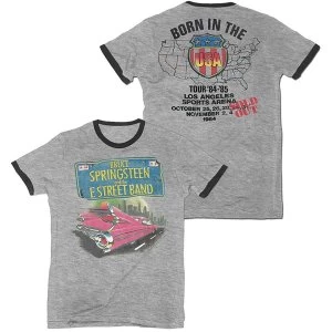 Image of Bruce Springsteen - Pink Cadillac Mens Medium T-Shirt - Heather Grey