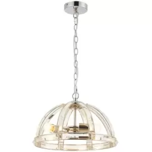 Image of Luminosa Vestal Medium Dome Ceiling Pendant, 3 Light E27, Polished Nickel