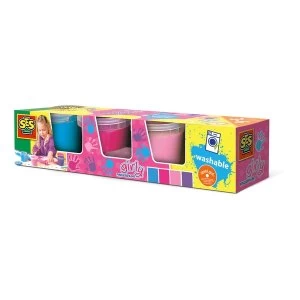 Image of SES Creative - Childrens Girly Washable Fingerpaint Set 4 Paint Pots (Multi-colour)