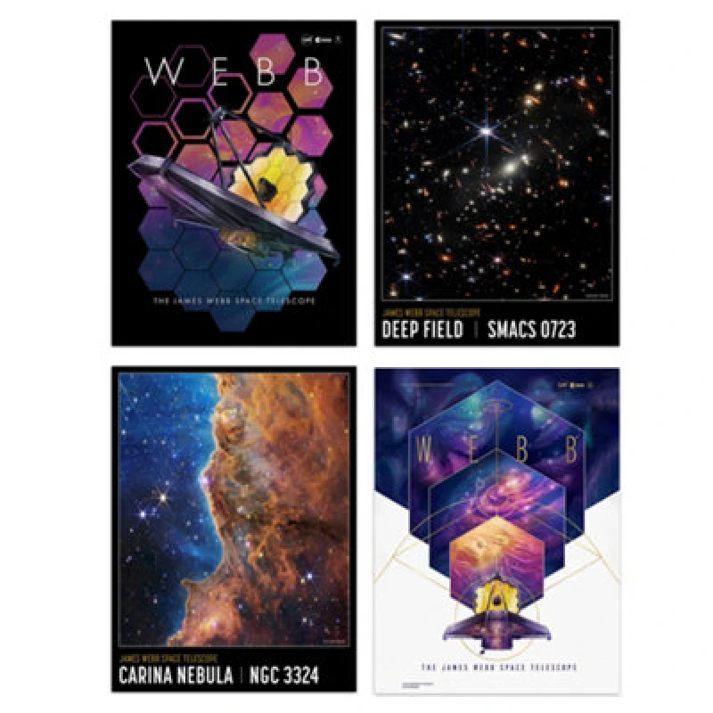 Image of Artery8 Wall Art Print Set Of 4 Nasa James Webb Telescope Exoplanet Travel Carina Nebula Cosmic Cliffs Deep Field Images