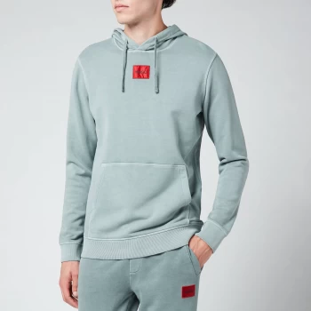 Image of Hugo Boss Logo Patch Pullover Hoodie Pastel Blue Size S Men
