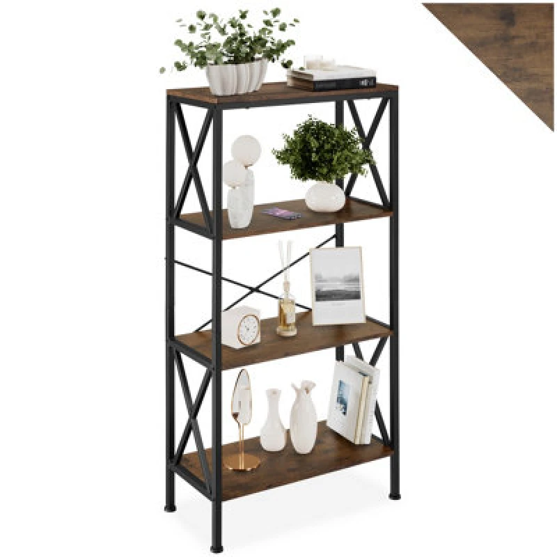 Image of Tectake Standing Shelf Barry - With 4 Tiers - Industrial Wood Dark, Rustic