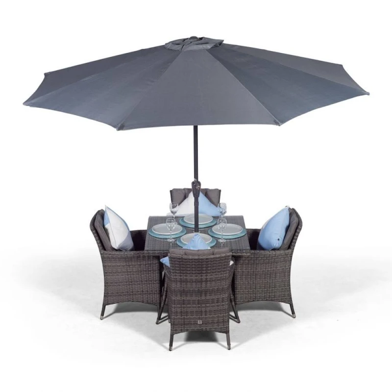 Image of Thats Furniture Savannah Square 4 Seater Rattan Patio Dining Set in Grey Grey Unisex