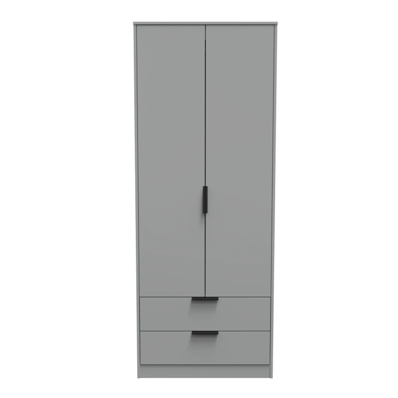 Image of Madrid 2 Door 2 Drawer Wardrobe In Dusk Grey (Ready Assembled)