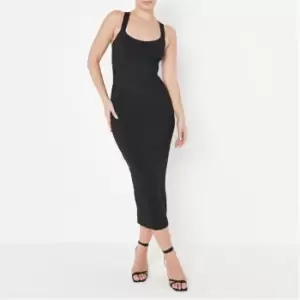 Image of Missguided Tall Scoop X Back Midaxi Dress Bndg - Black