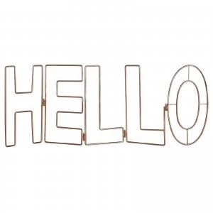 Image of Art For The Home Rose Gold Hello 80 x 30cm Rose Gold Metal