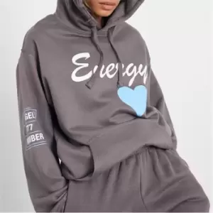 Image of I Saw It First Energy Graphic Oversized Hoodie - Grey