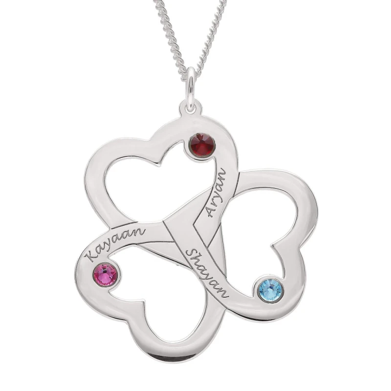 Image of Other Personalised Three Hearts Pendant Silver female one size