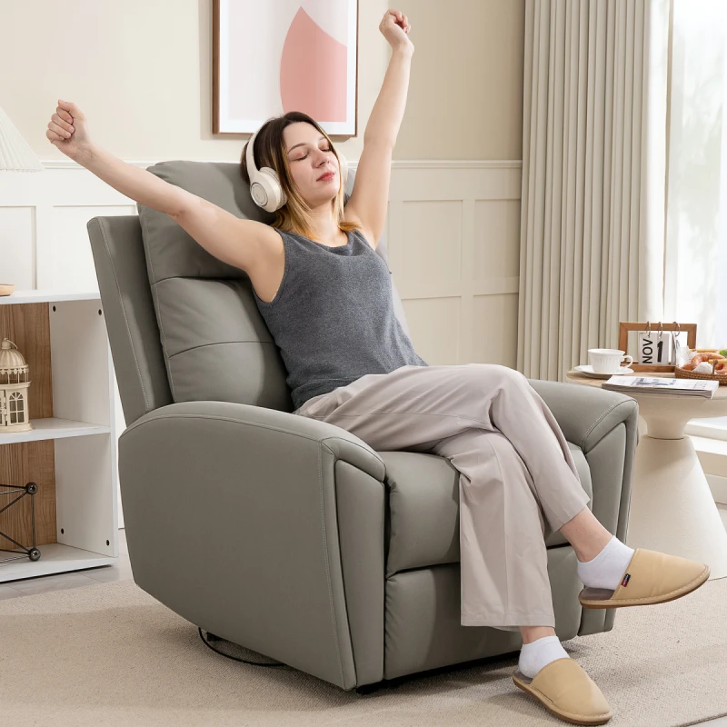 Image of HOMCOM HOMCOM Recliner Armchair, Manual Reclining Chair for Living Room, Grey Grey Armchair Unisex 5063603392199