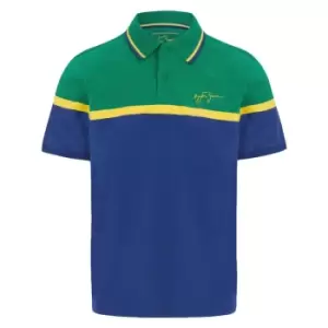 Image of Ayrton Senna Mens Fanwear Stripe Polo Shirt