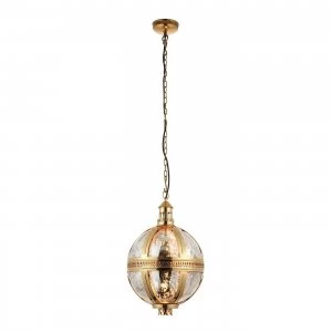 Image of Spherical Ceiling Pendant Light Solid Brass, Mercury Glass, E27