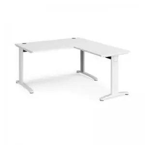 Image of TR10 desk 1400mm x 800mm with 800mm return desk - white frame and