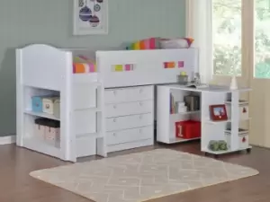 Image of Flintshire Frankie 3ft Single White Wooden Mid-Sleeper Bed Frame