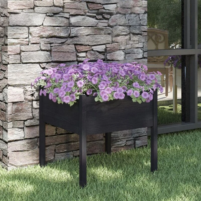 Image of VIDAXL Garden Planter Black 70x70x70cm Solid Pinewood Vidaxl 8720286815489