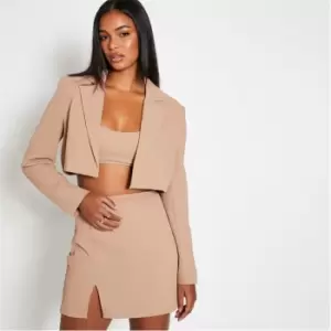 Image of I Saw It First Textured Crop Blazer - Neutral