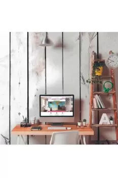 Image of Vintage Wood Effect White Matt Smooth Paste the Wall Mural 350cm wide x 280cm high