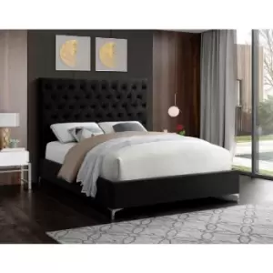 Image of Charlston Upholstered Beds - Plush Velvet, Small Double Size Frame, Black - Black