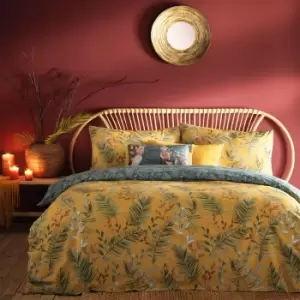 Image of Furn. Riva Mazari Mustard Duvet Cover and Pillowcase Set Yellow, Green and Brown