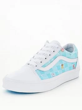 Image of Vans UA Old Skool Spongebob Trainers - White/Blue, Size 7, Women