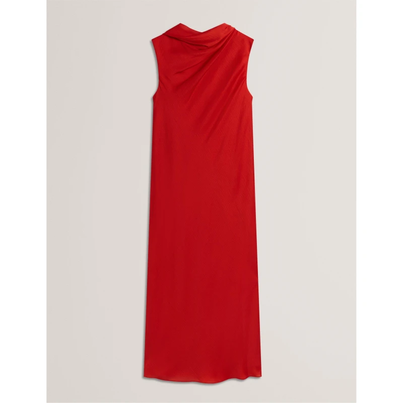 Image of Ted Baker Womens Tie Midi Slinky Dress Burnt Orange female 8 (XS)