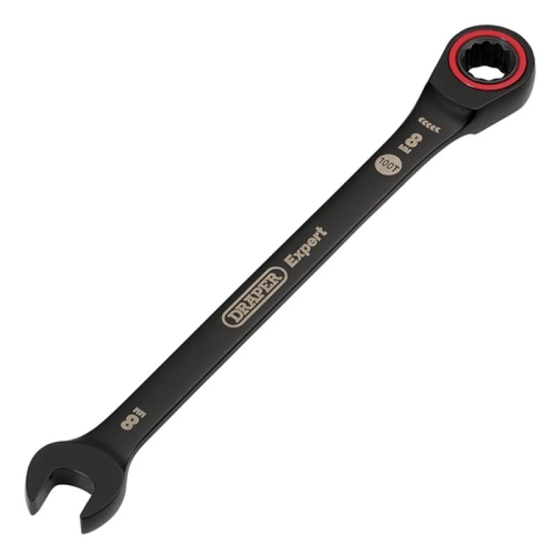 Image of Draper Expert HI-TORQ Metric Ratchet Combination Spanner, 8mm, Black 3879
