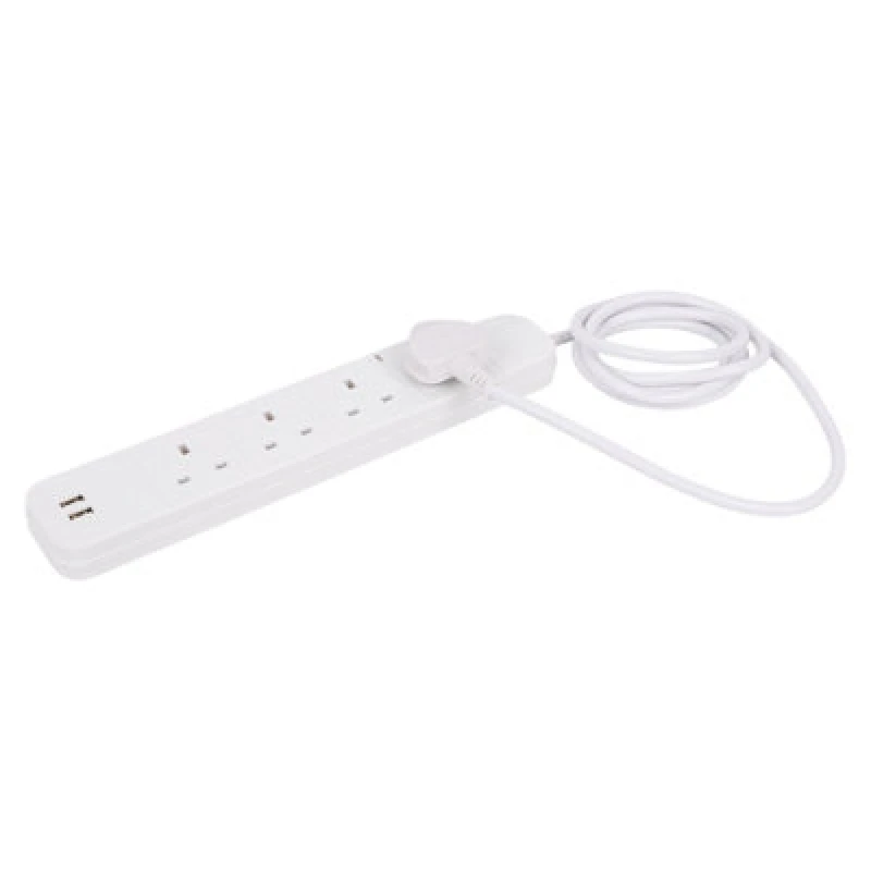 Image of Kingavon 4 Way Extension Lead With 2M Cable And 2 USB Ports