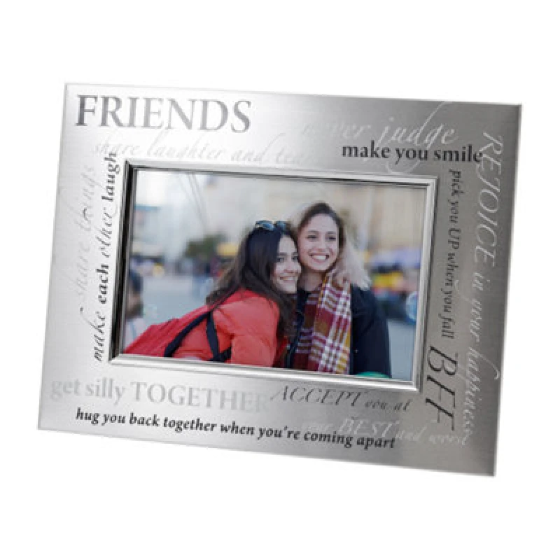 Image of Happy Homewares Modern Collage Friends Themed Picture Frame In Brushed Silver Finish