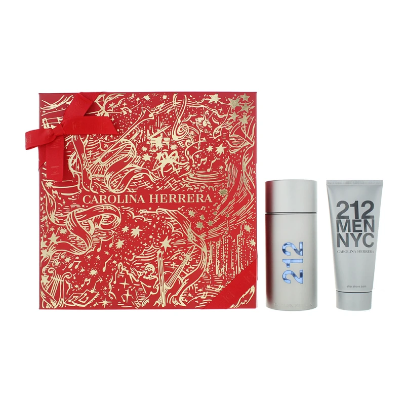 Image of Carolina Herrera 212 Men Nyc Piece Gift Set: Eau de Toilette 100ml - Aftershave Balm 100ml
