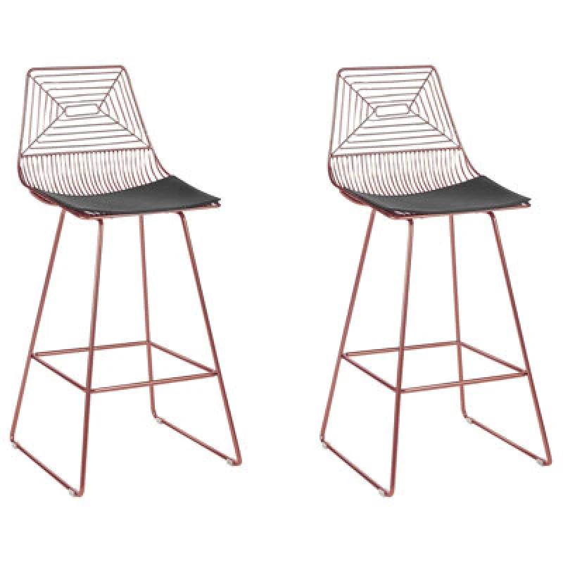 Image of Beliani Set Of 2 Bar Chairs Bisbee Metal Rose Gold