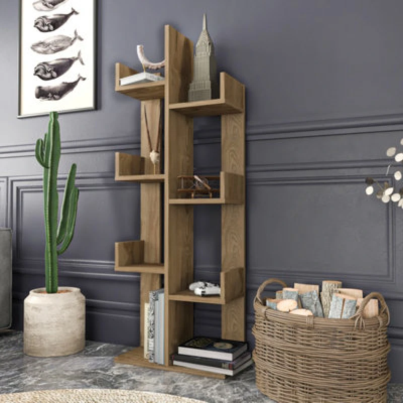 Image of Decorotika Lusia 4-Tier Bookcase Shelving Unit Oak