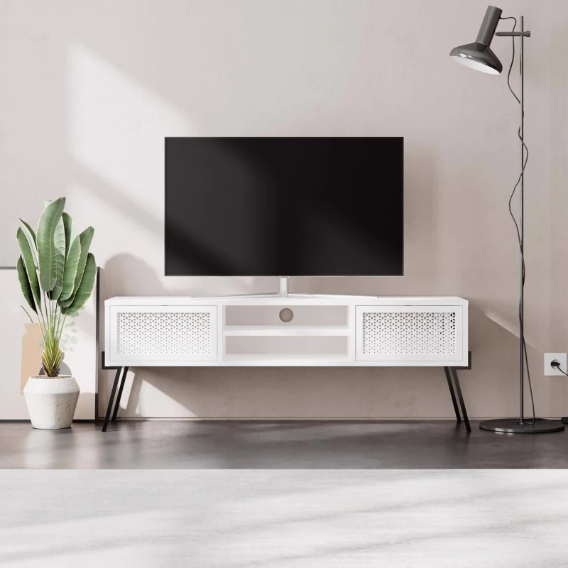 Image of FWStyle FWStyle White TV Unit/Stand Push To Open Wide Design White One Size Unisex 5056413131560