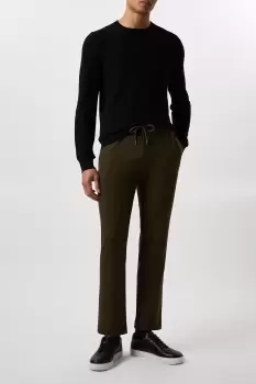 Image of Slim Fit Khaki Drawstring Trousers