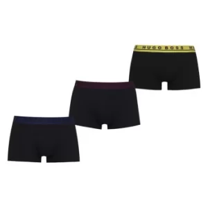 Image of Hugo Boss 3 Pack Logo Boxer Trunks Blue/Yellow/Burgundy Size M Men