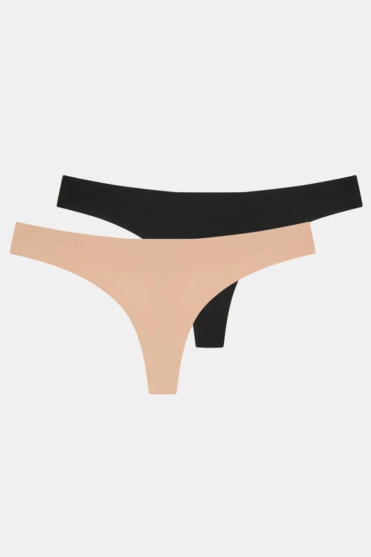 Image of Accessorize Womens 2-Pack Seamless Thongs Size: Medium Multicolor Female M