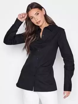 Image of Long Tall Sally Black Fitted Shirt, Black, Size 16, Women