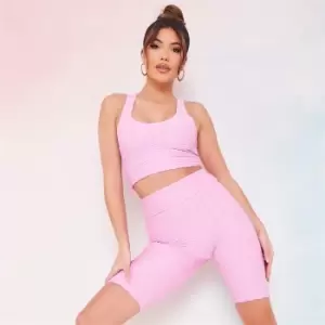 Image of I Saw It First Waffle Texture Cycling Shorts - Pink