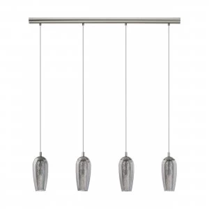 Image of EGLO G9 Farsala Satin Nickel Smoked Glass LED Pendant Light 4x3W Warm White - 96344