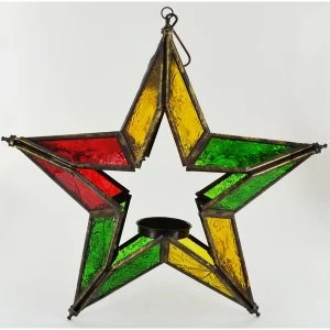 Image of Iron Colour Glass Hanging Lantern Star