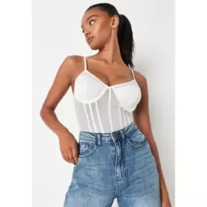 Image of Missguided Mesh Corset Bodysuit - White