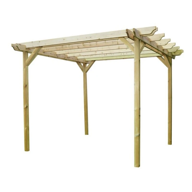 Image of Rutland County Garden Furniture Ltd Double Garden Pergola - Wood - L420 x W480 x H270cm - Rustic Brown in Light Green Light Green Unisex