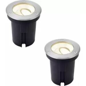 Image of 2 pack Stainless Steel IP67 Ground Light - 13W Warm White LED - Tilting Head